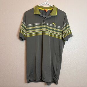 Puma Men's Polo Shirt in Gray with Yellow Accents size Large